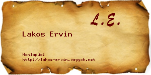 Lakos Ervin névjegykártya